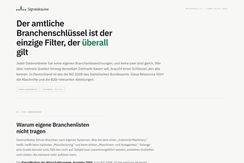 Eine fertige Branchenliste