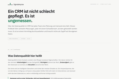 Prüfblatt zur CRM-Datenqualität