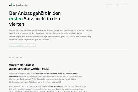 Vom Signal zum Gesprächseinstieg